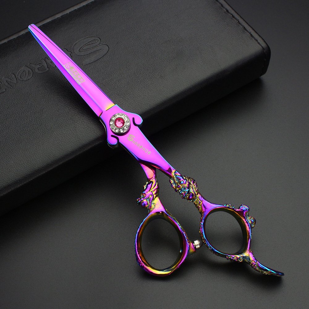 Juego de tijeras profesionales japonesas de peluquería de Dragon Knight de 5,5 pulgadas y 6 pulgadas, color morado