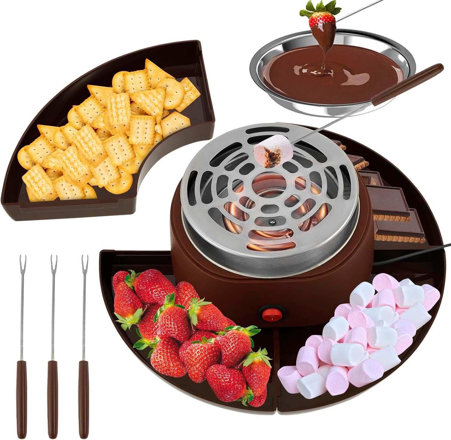 S'mores - Set elettrico per fonduta con 10 accessori per feste al chiuso e serate cinematografiche
