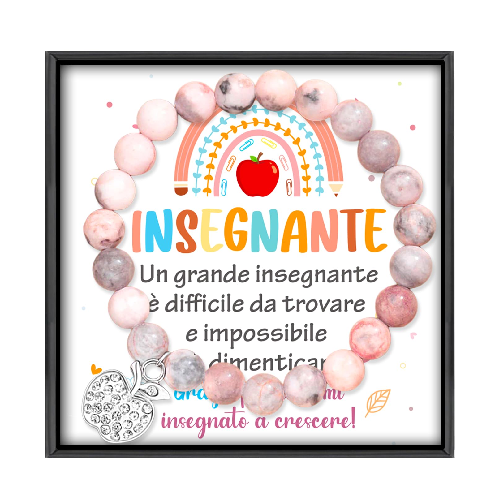 Bracciale Regalo Per Insegnante Donna Con Ciondolo "Una Grande Insegnante è Difficile Da Trovare", Acciaio Inossidabile, 17 Cm