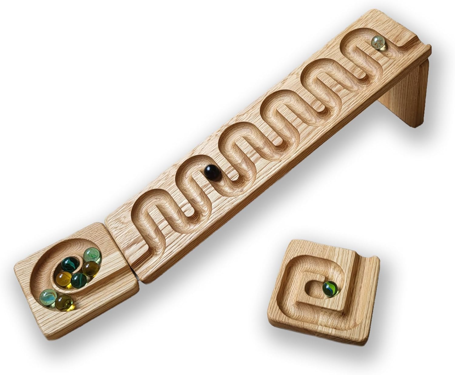 Marble Run Track River Race Wooden Maze Board Ball Run Wave Course Gift for Kids Winding Track Set Marble Roller Set