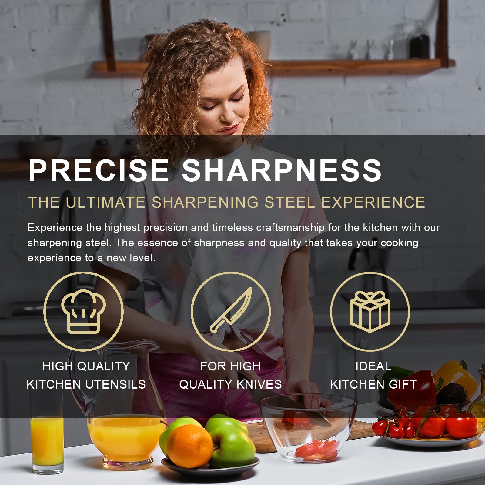 Chaira Afilar Diamante 37cm Afilador de Cuchillos Profesional Knife Sharpener de Acero Especial Endurecido y Mango Ergonómico de Tacto Suave con Protección para Los Dedos | Verde