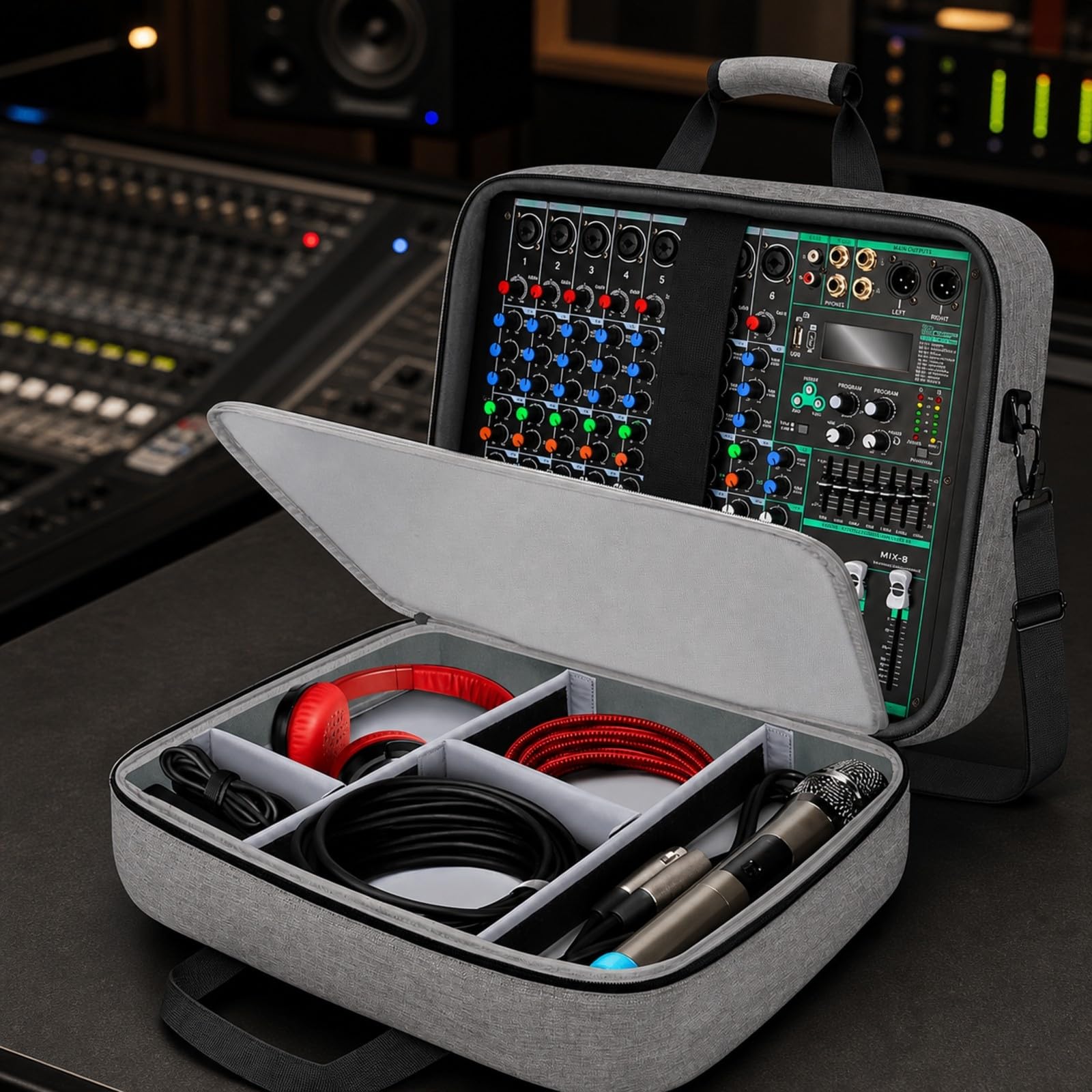 Borsa Mixer con Divisori Regolabili Imbottita Borsa Trasporto Mixer Audio Regolabile Custodia per Viaggi