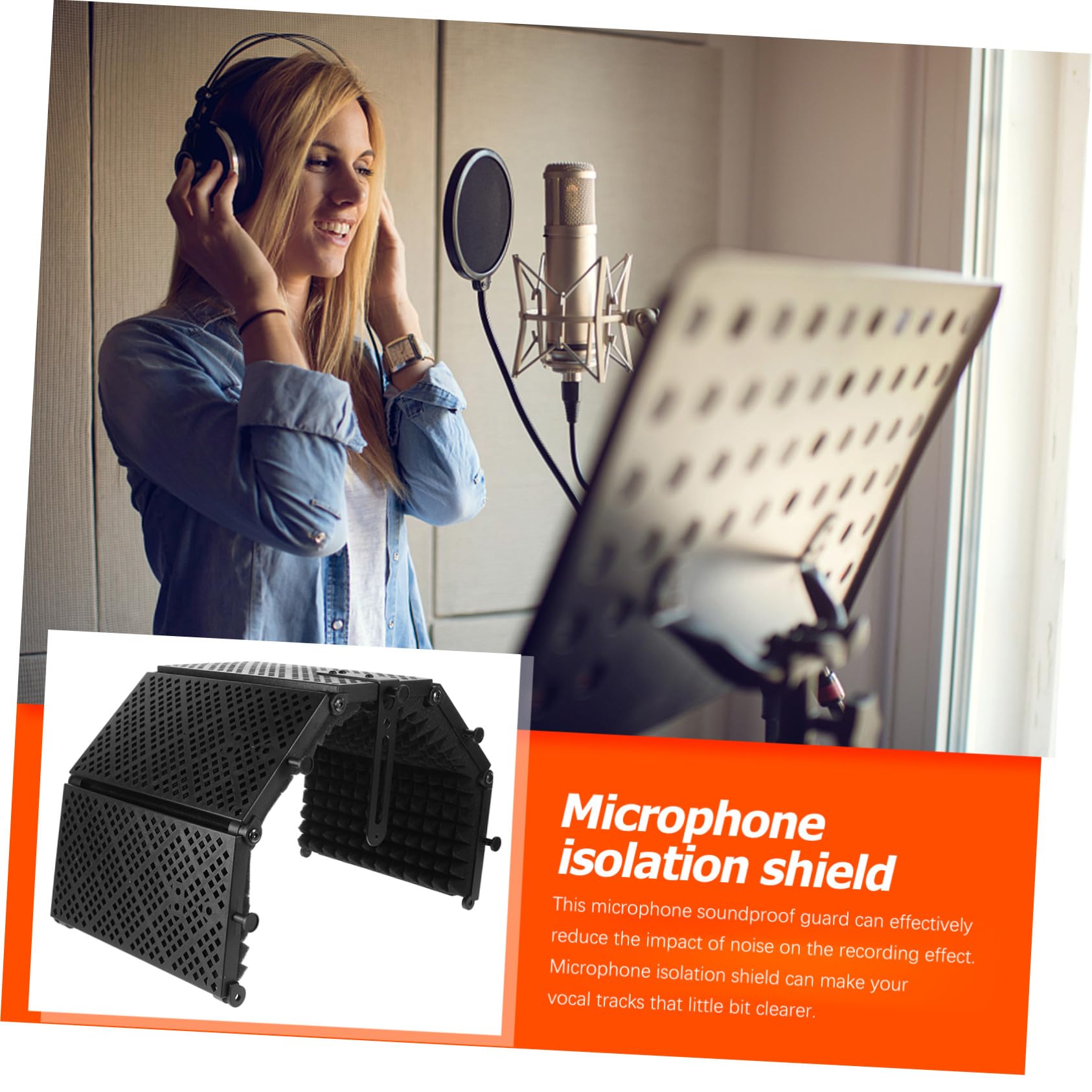 Mikrofon Schallschutzwand Fünf Tür mit Hochdichtem Akustikschaumstoff Faltbares Design aus Abs und Eva Geeignet für Studioaufnahmen und Professionelle Sprachaufnahmen