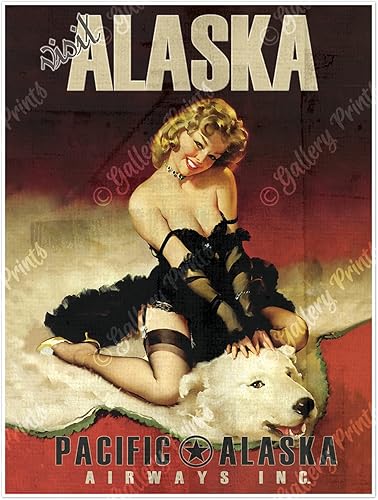 Miniatura 6 de Juego de cuatro (4) pósteres de viaje de estilo vintage de Pacific Alaska Airlines, cada uno mide 18 x 24 pulgadas (17.992 x 24.016 in)