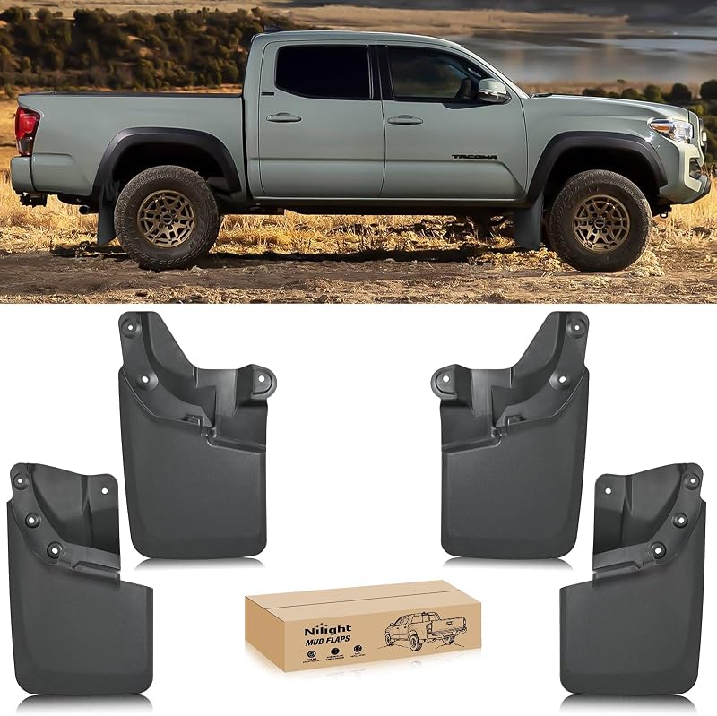 Nilight Mud Flaps Splash Guards for Toyota Tacoma 2016-2023 | No Drilling Precision Fit Exterior Accessories Heavy-Duty Splash Guards Protection, Front & Rear Set
