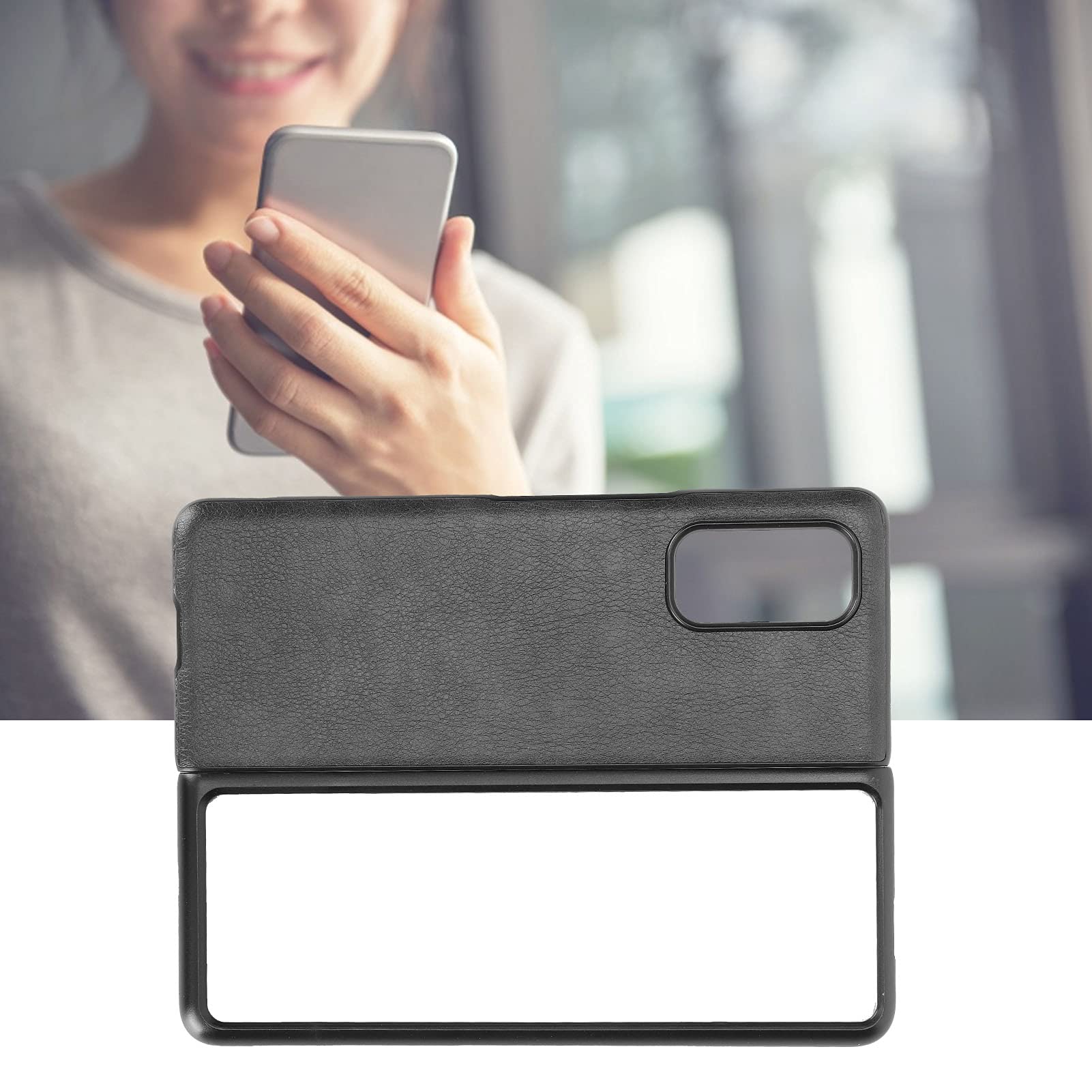 Wakects Lychee Pattern Leather Phone Case for MIX FOLD (BLACK)