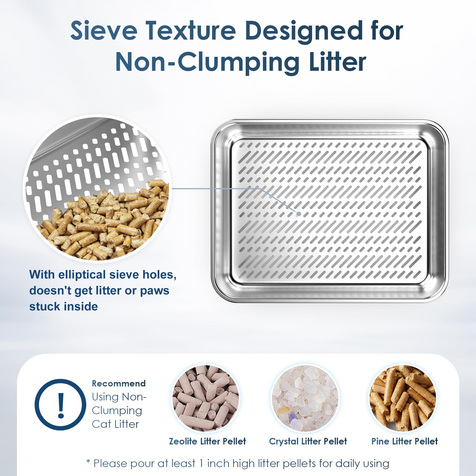 2PK Stainless Steel Litter Box with Lid, High Sided Sifting Litter Boxes for Pine Pellets, 17.3"x13.4"x10.5" Enclosed Metal Litter Box for Small Cats & Multi‑Cat Homes, Anti-Leakage, Easy Cleaning - image 3