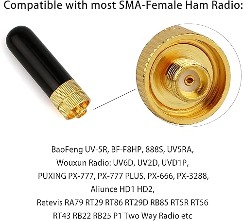 Miniatura 6 de Retevis Antena corta de radio Ham, 1.96 pulgadas SMA-hembra, antena VHF/UHF de doble banda 144/430 Mhz, para Retevis RT29 RT86 RA79 HD2, compatible