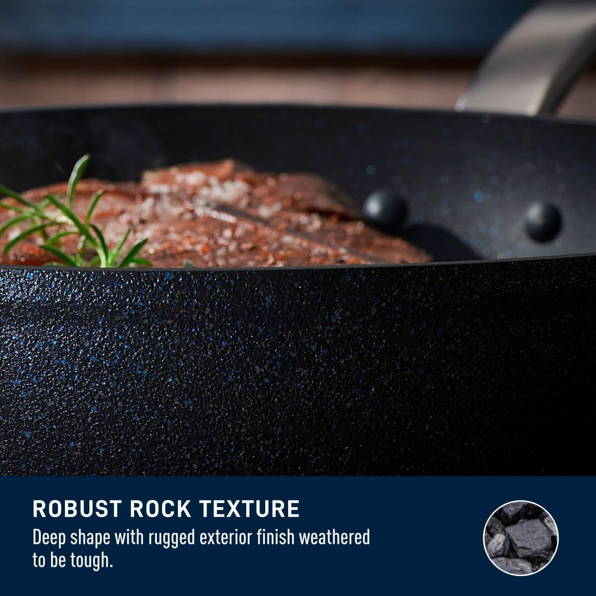 T-FAL StoneShield 5Qt / 11.8" Jumbo Cooker, Non-Stick, Anti-Warp, Rock Texture, Dishwasher & Oven Safe, Easy to Clean