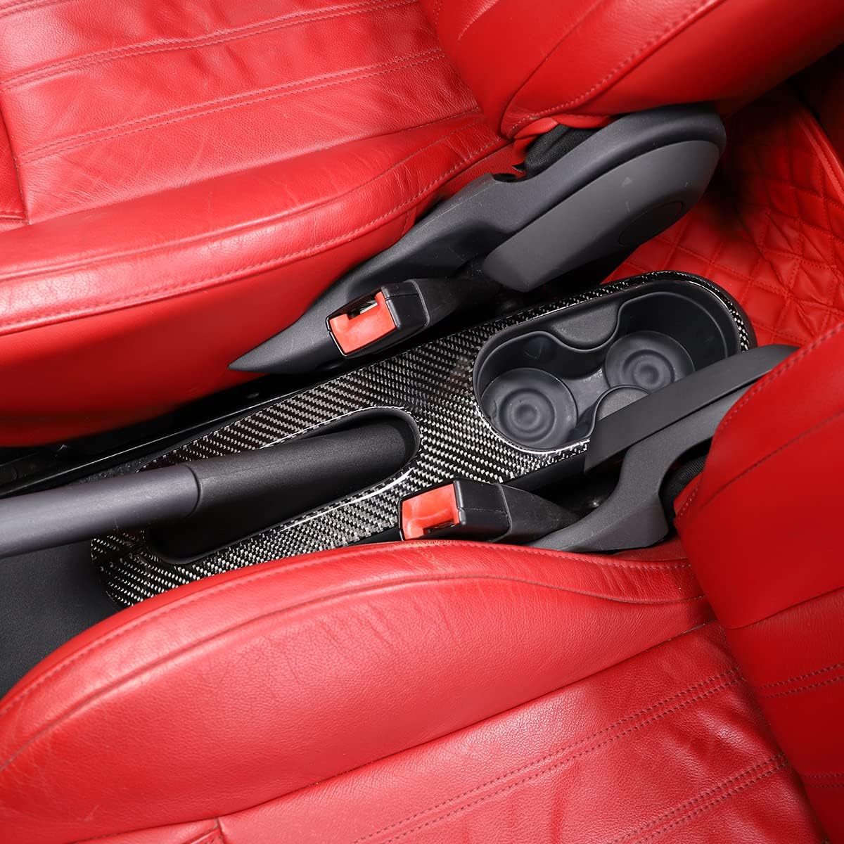 Soft Carbon Fiber Car Central Control Gear Shift Handbrake Panel Decorative Stickers Compatible with Fiat 500 2010 2011 2012 2013 2014 2015 Interior Car Accessories (Black Carbon Fiber)