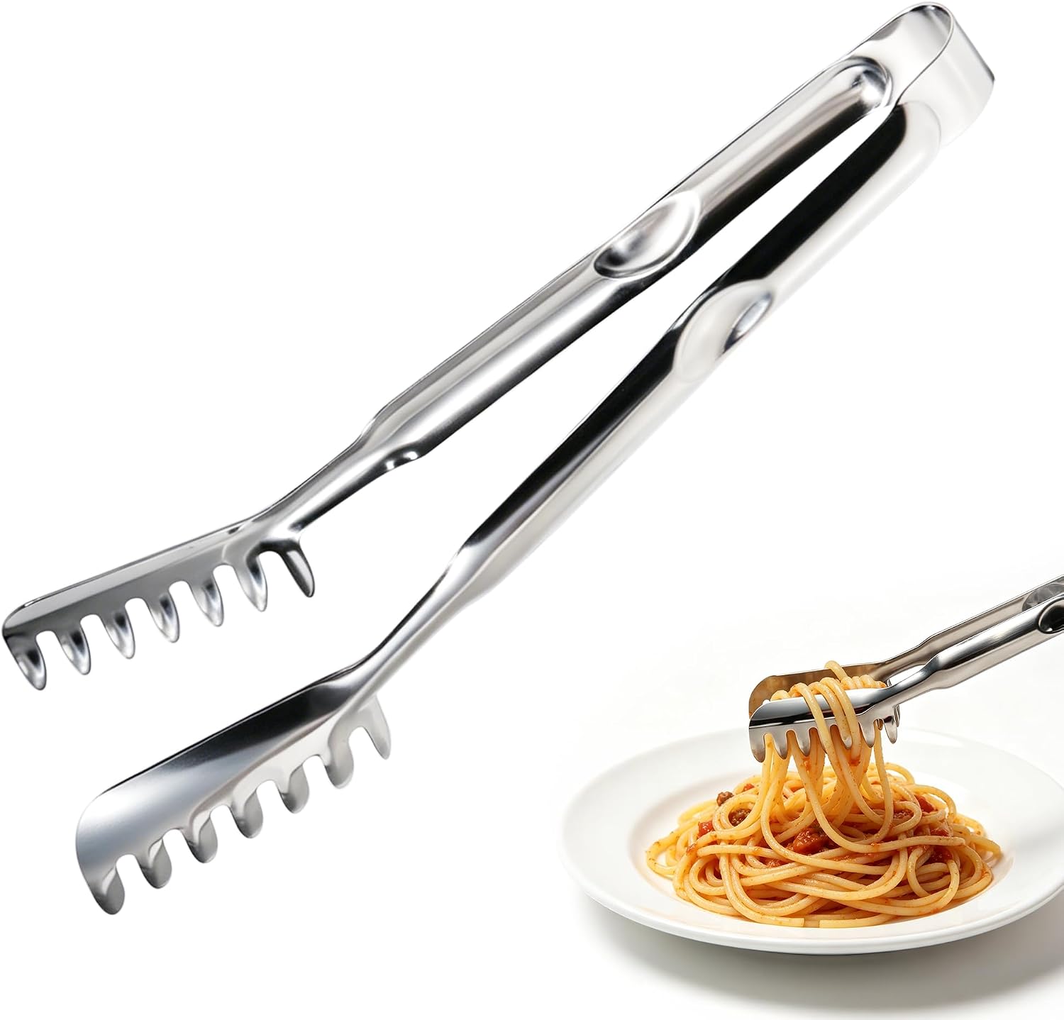 Pasta Tongs, 9.84" Stainless Steel Spaghetti Tongs for Cooking
