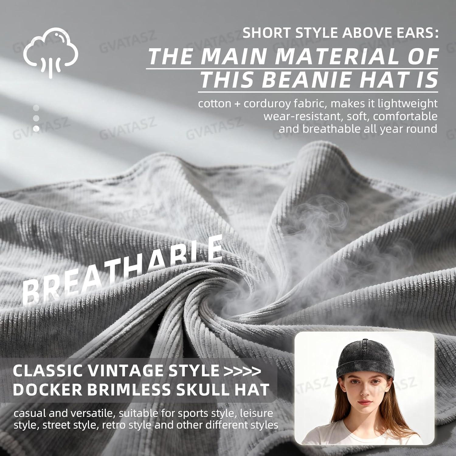 Corduroy Brimless Hats for Men Vintage Docker Hat Retro Beanie Hats Rolled Cuff Harbour Hat Sailor Cap Skullcap - Image 5