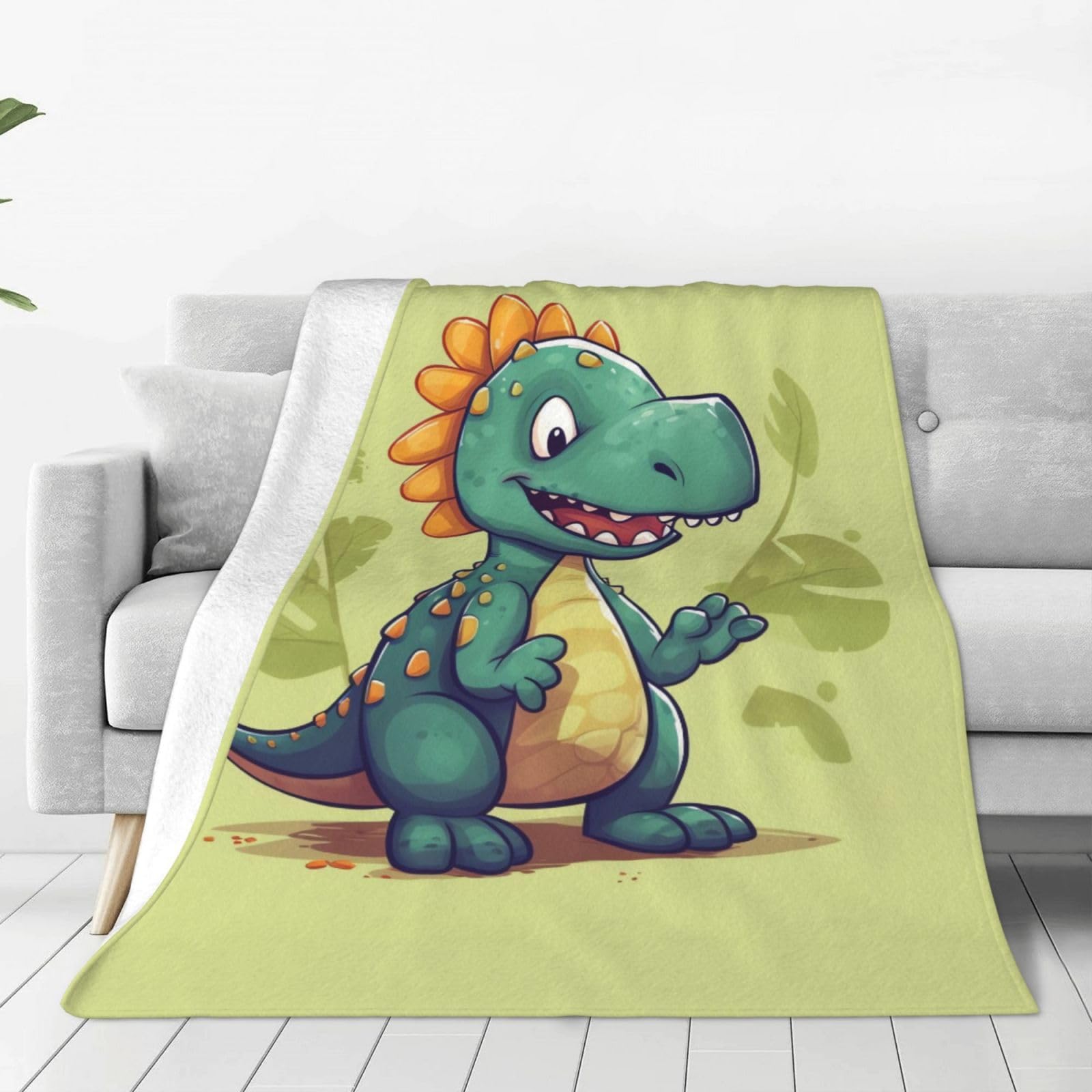 Cartoon Dinosaur Throw Blanket for Couch, Plush Fuzzy Soft Flannel Blankets and Throws for Sofa, 80"x60" Bed Blankets for Travel Camping Chair, All Season Warm Fleece Blanket