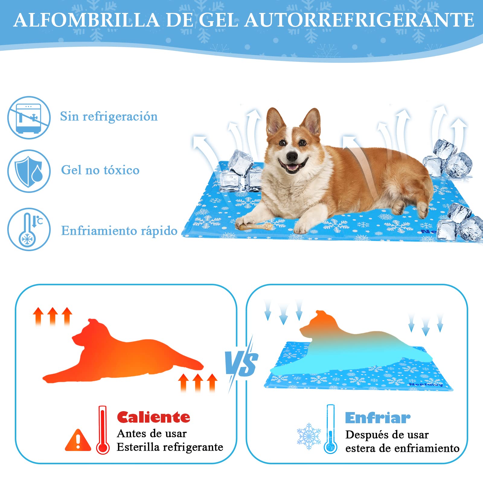 Nepfaivy Cama Refrescante Perro Grande - Cama Perro Verano, Manta Fria para Perros y Gatos, 90x50cm