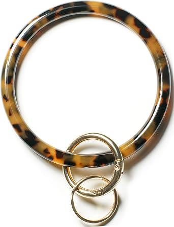 Key Ring Bracelet Keyring Bangle Keychain Wristlet, Acetate Round Key Chain