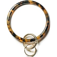 Mymazn Key Ring Bracelet Wristlet Keychain Bangle Keyring for Women, Acetate Round Key Chain
