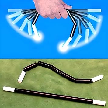 MilesMagic Magicians Instant Breakaway Wand Gimmick Shiny Plastic Strip 12 Straw Tip Magic Trick, Black