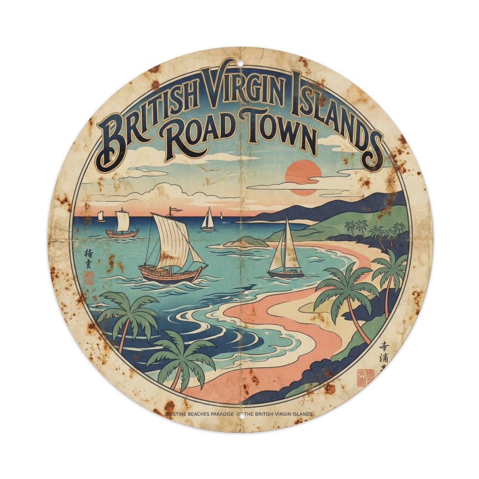 Lagoon Coast British Virgin Islands Road Town Tropical Metal Tin Sign