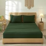 LIFETOWN 100% Washed Cotton 4 Pieces Sheet Set Linen Feel Natural Wrinkle Breathable Lightweight (Queen, Linen)