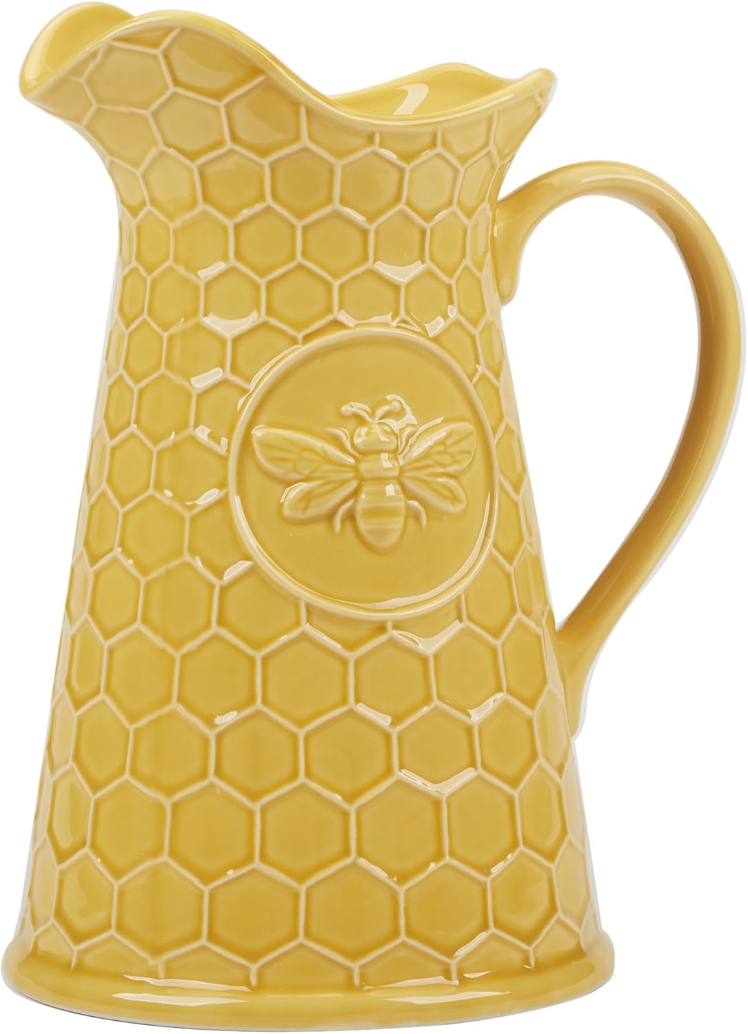 Certified International French Bees Embossed Honeycomb 88 oz. Pitcher, 7.75" x 6.25" x 10"