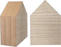 4 Pack 8 Inch Unfinished Wooden House Blocks - 1 Inch Thick MDF Farmhouse Cutouts for DIY Crafts, Tabletop Decor & Memorial Signs