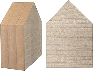 4 Pack 8 Inch Wooden House Shape Block Unfinished Wood Farmhouse Cutouts Tabletop for DIY Crafts Memorial Sign,1 Inch Thick MDF