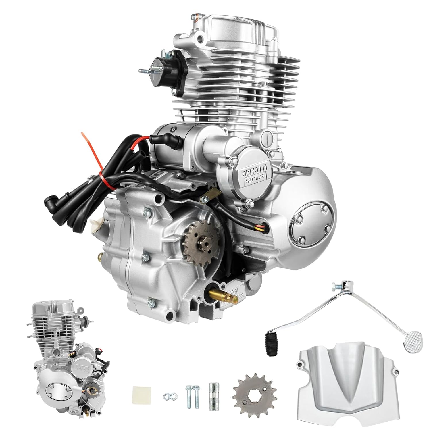 200cc 250cc 4 Stroke ATV Engine Motor Kit, Single Cylinder Air-Cooled Vertical Engine Motor 14HP Dirt Bike Engine with Manual 5-Speed Transmission Fits for Dirt Bike ATV (200CC/250CC 4-Stroke)