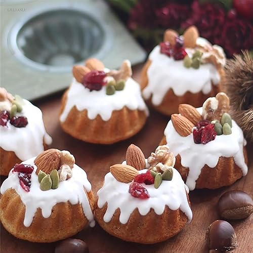 Miniatura 4 de Frcctre Juego de 10 mini moldes estriados para tartas, molde de acero al carbono antiadherente de 4 pulgadas, molde para hornear pasteles para