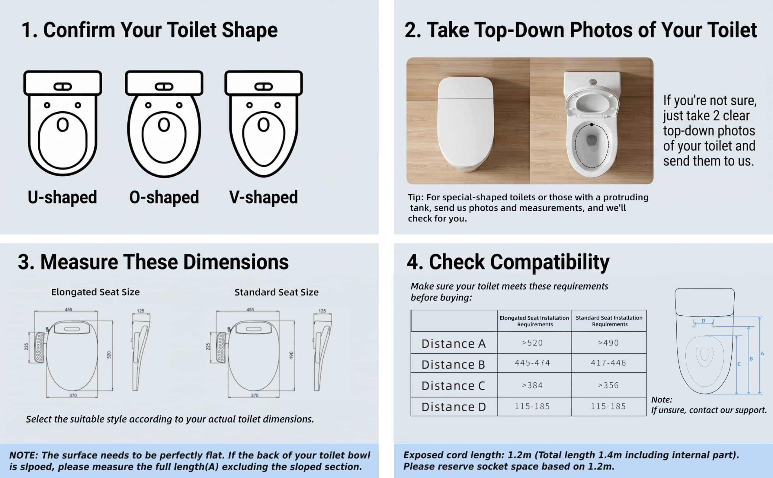 Siège de Toilette Intelligent avec Bidet, Modèle Allongé Électrique avec Quatre modes de Nettoyage, Température et Pression Réglables, Siège Chauffant avec Poignée de Commande (Version Longue)