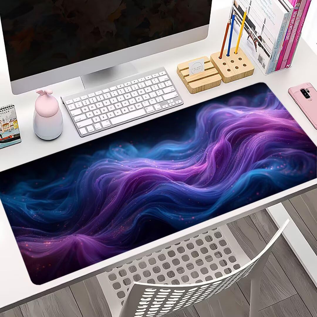 Podkładka pod mysz do gier, niebieska, duża podkładka pod mysz XXL, 1800 x 900 mm, fioletowa mata na biurko, zwiększona precyzja i prędkość, dla stabilnego chwytu na gładkich powierzchniach, dla