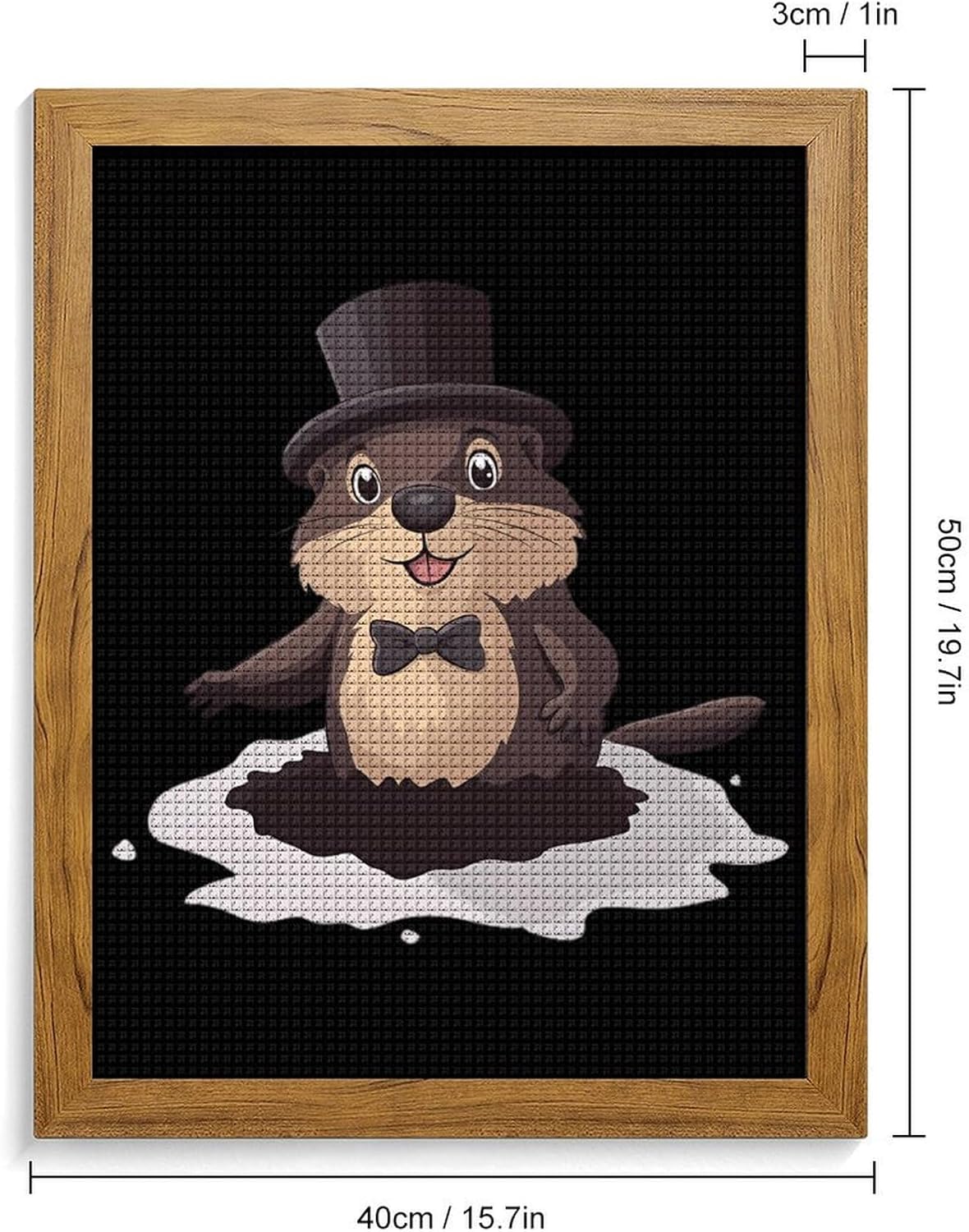 Groundhog Gentleman Diamond 5D Painting Kits with Frame DIY Full Round Drill Gem Art Crafts for Home Wall Decor 16 X 20in Yellow Wood 40 * 50cm