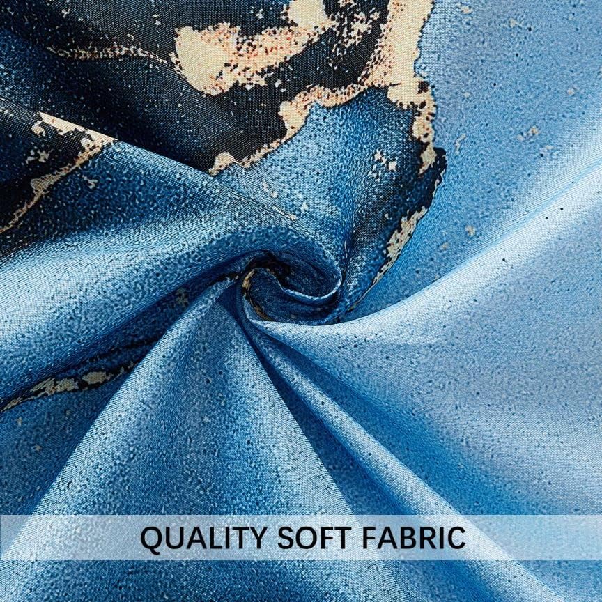 Miniatura 6 de YOSTEV Juego de cortinas de ducha de mármol azul dorado, cortinas de ducha abstractas de mármol para decoración de baño con 12 ganchos de metal