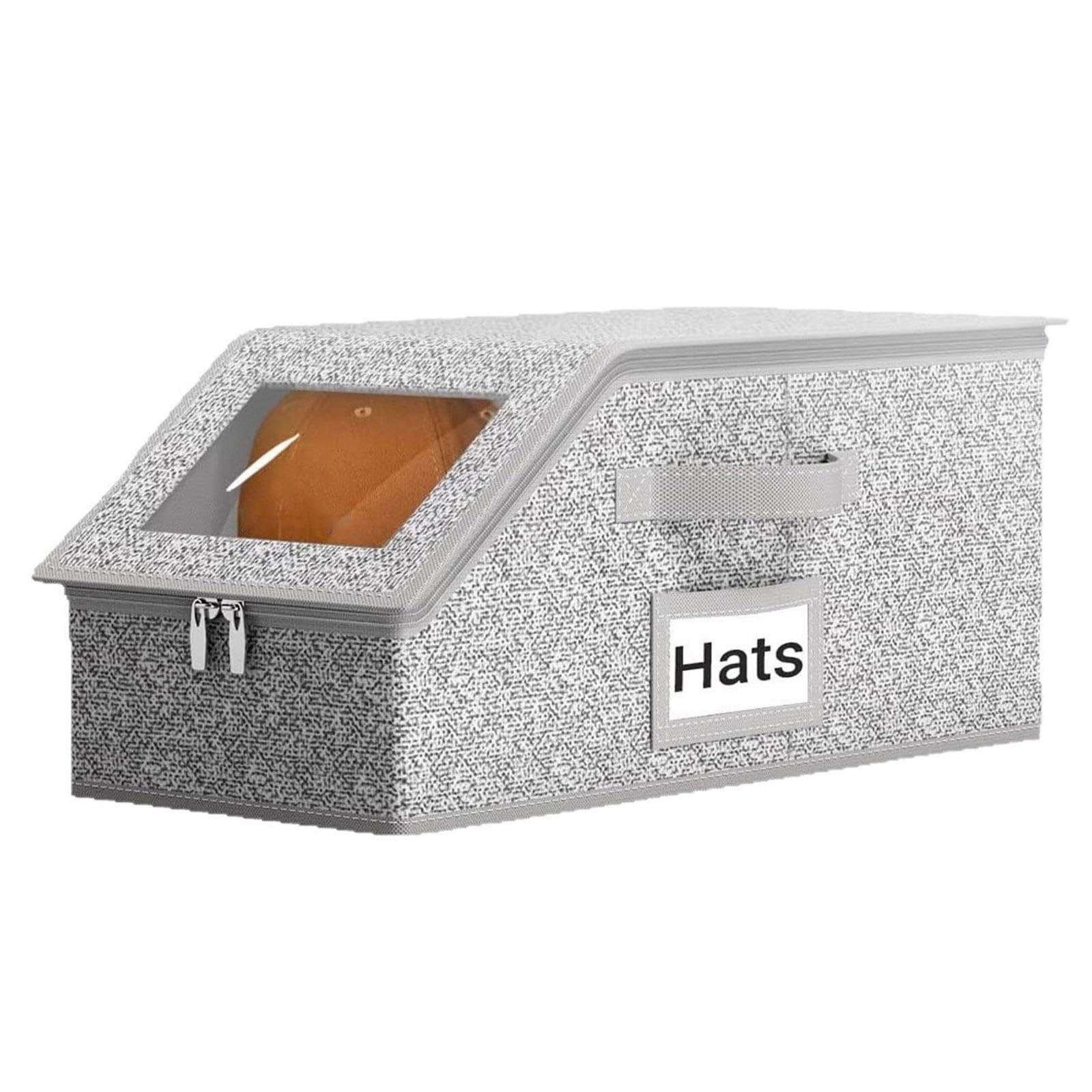Sisyeuo Foldable Fabric Hat Holder Organiser for Closet Shelf Space Saving Protections Portable Design Caps Holder Multi Functional Hat Storage Box