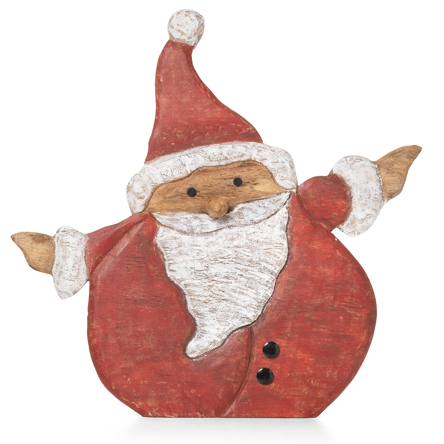 Moritz Weihnachtsmann Holzfigur ca. 48 cm – Mangoholz Nikolaus rot Santa