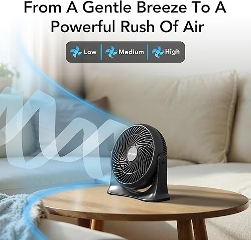 Miniatura 3 de Comfort Zone Ventilador circulador de aire de mesa de alta velocidad de 11 pulgadas, ventilador personal silencioso con 3 velocidades e inclinación