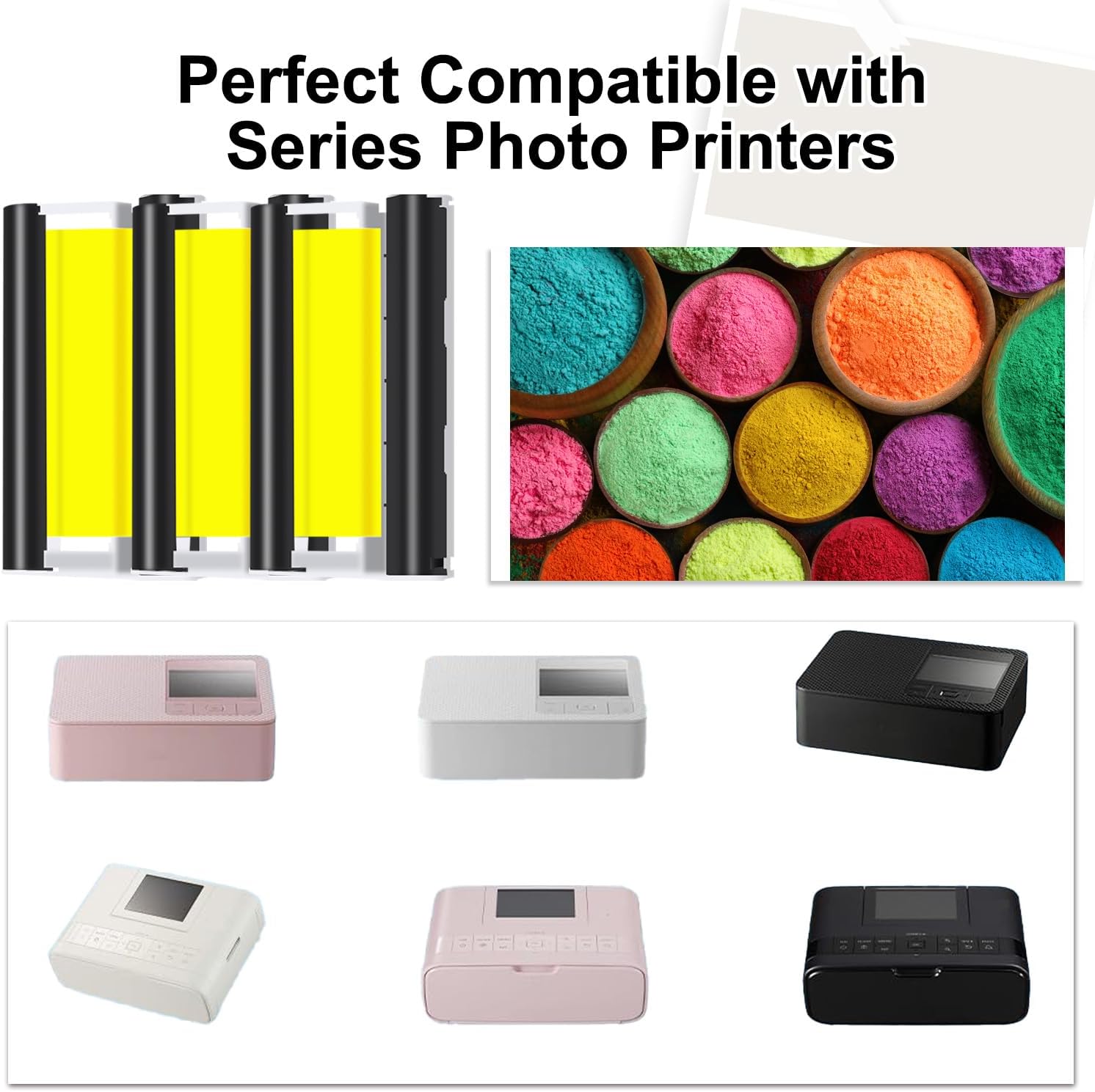 Selphy CP1300 CP1500 Ink Cassette Compatible with Canon Selphy KP-108IN Color Ink Cartridges for CP1200 CP1000 CP910 CP900 CP760 CP740 Wireless Compact Photo Printer (3-Pack, Paper Not Included)