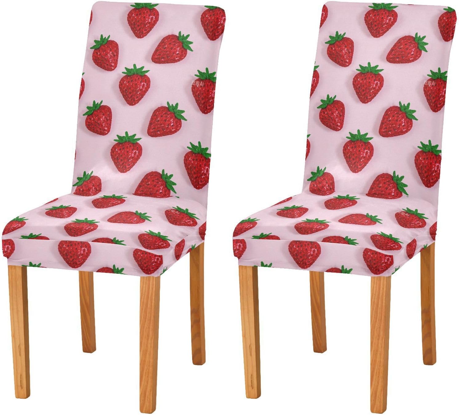 Red Strawberry Chair Back Covers for Home Dining Room DecorSet of 4 Removable Chair Slip Cover