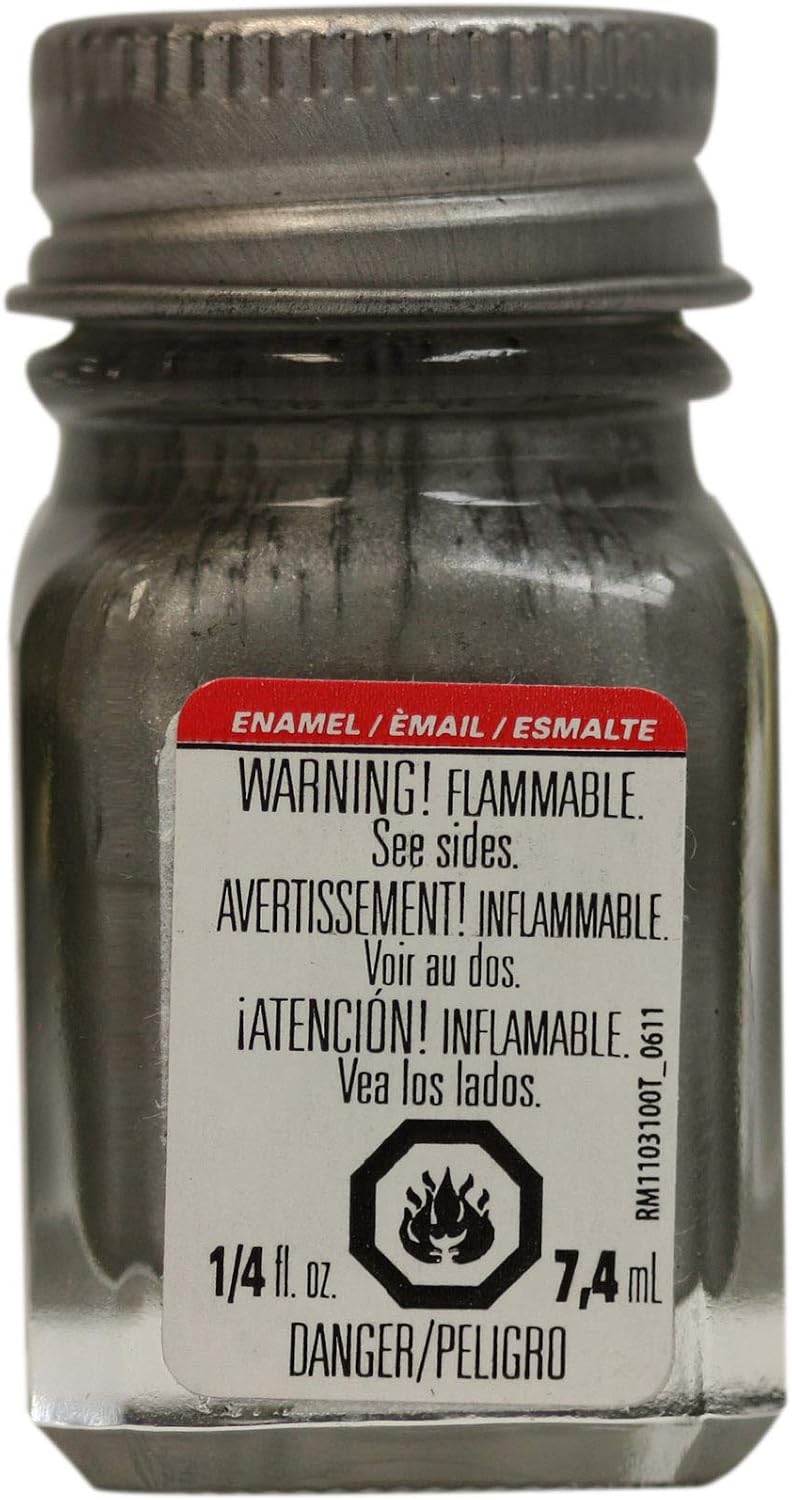 Testors 1180TT .25 oz Flat Bottle, 0.25 Fl Oz (Pack of 1), TSTRS 18PK .25OZ FLT Steel Enamel, 2
