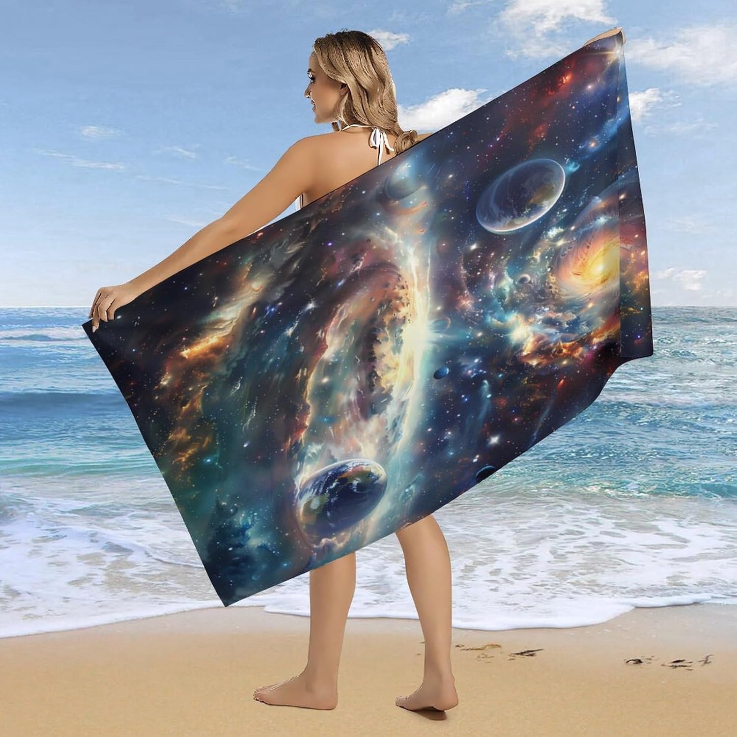 Galaxy Planet Bath Towel Beach Towels Quick Dry Oversized Bath Blanket Highly Absorbent Towel for Women Men 160x80cm