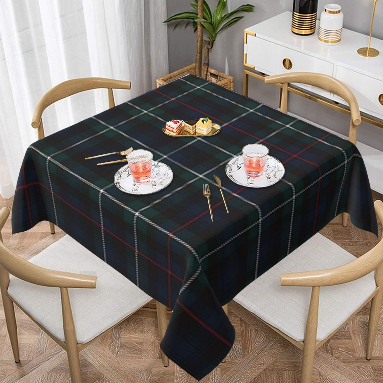 YsoLda Tablecloths,54 inch Washable Table Cloth Table Covers for Kitchen Dining Room Party,Mackenzie Tartan Plaid Outl And Er