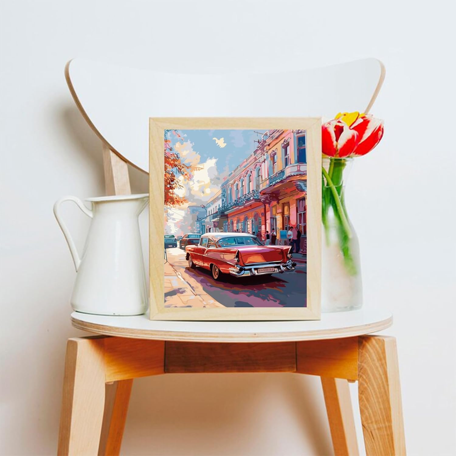 OKSGYTA Classic Car Paint by Numbers Kit for Adults, Paint by Number on Canvas, Abstract Art Digital Oil Painting Kits Suitable for Home Wall Decoration Gift 20"x16"