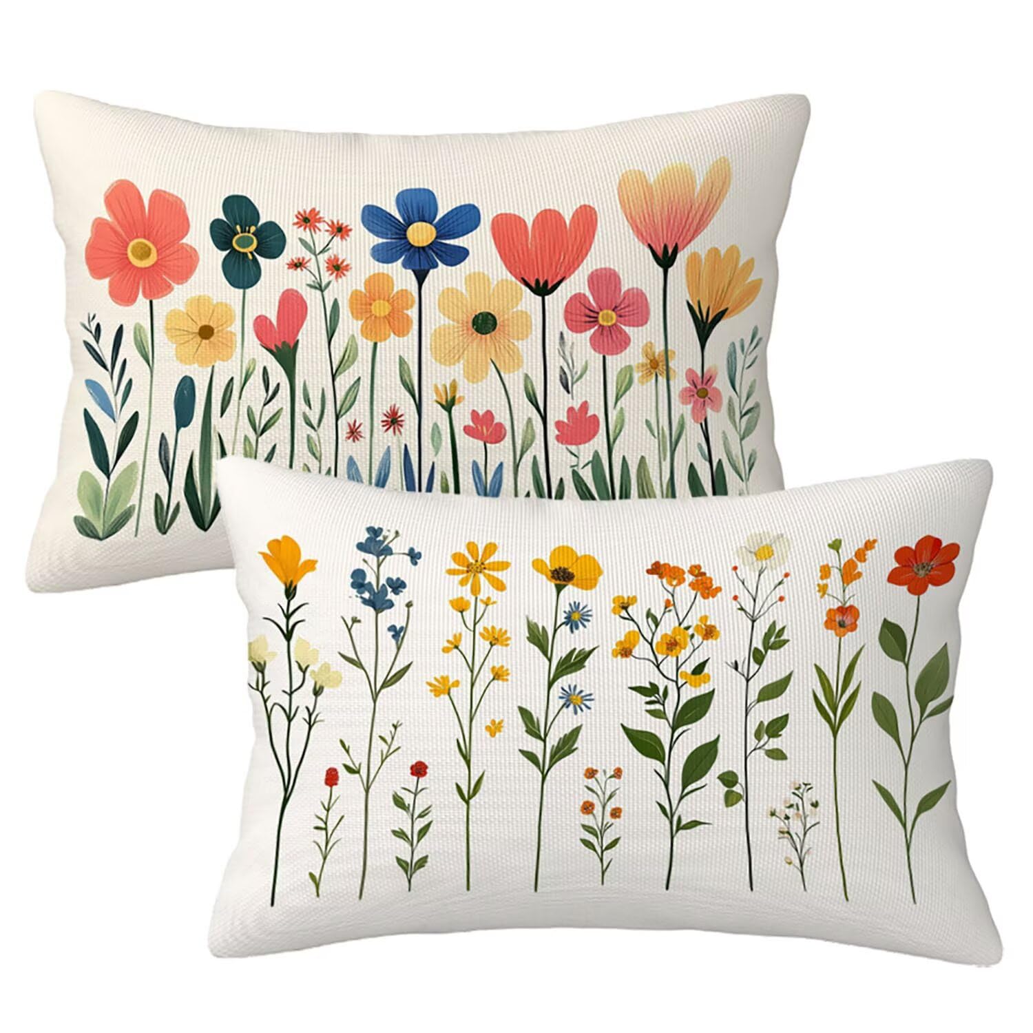 Housse coussin exterieur impermeable 40x60 lot de 2 taies anti tache motif fleurs