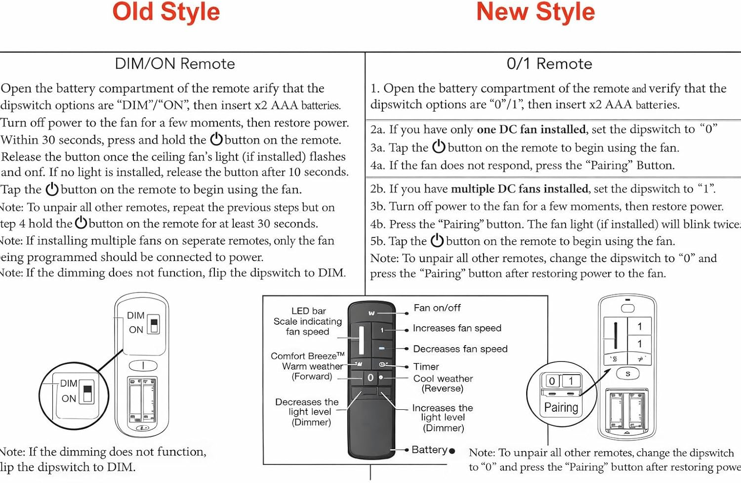 Anderic RR7225T Ceiling Fan Remote Replacement (Black) – Works ONLY with UC7225T / TR198A / KUJCE10308 Receiver – for Home Decorators Kensgrove & Altura DC Fans – Not Universal
