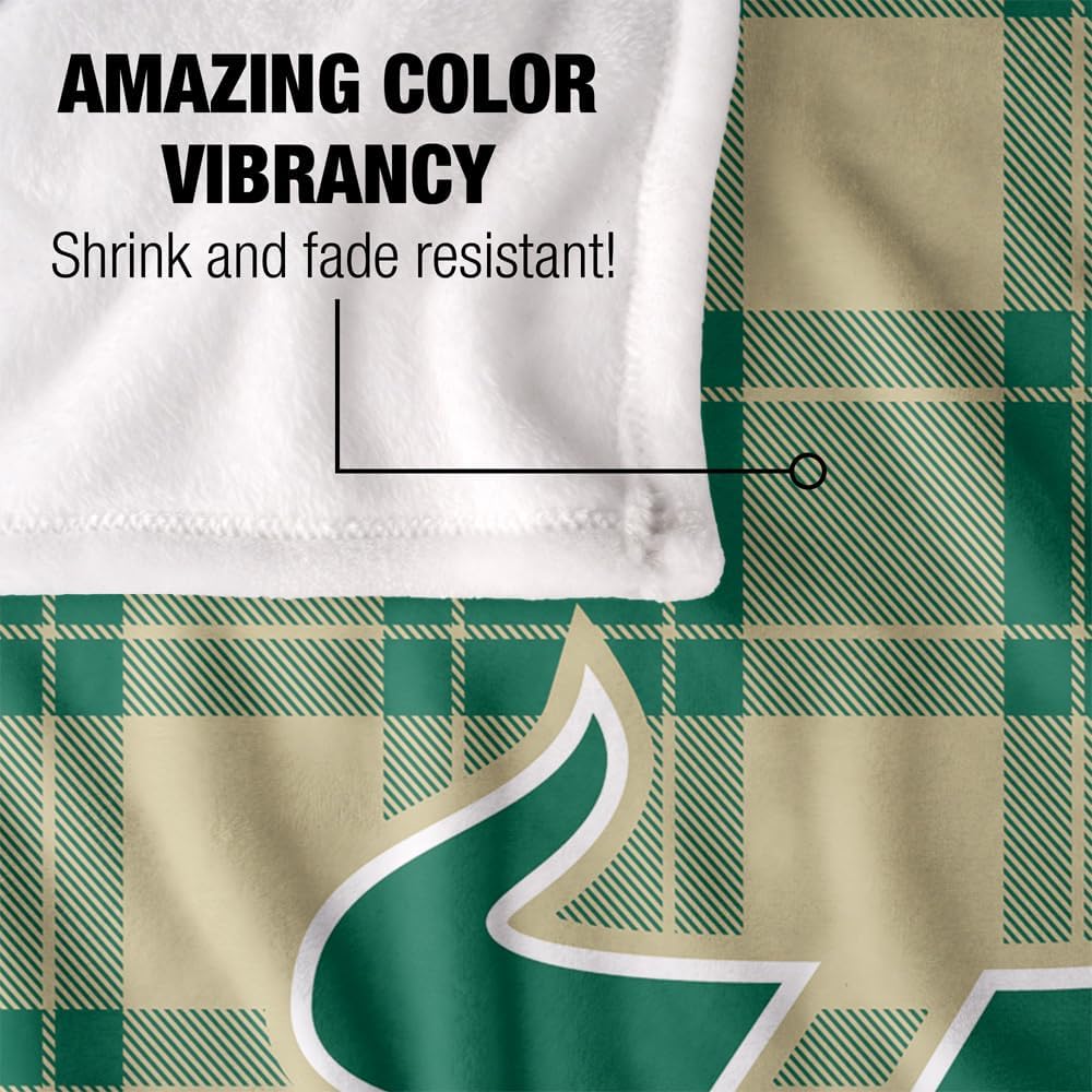 LOGOVISION University of South Florida Campus Plaid Spirit Silky Touch Super Soft Throw Blanket 50"x60"