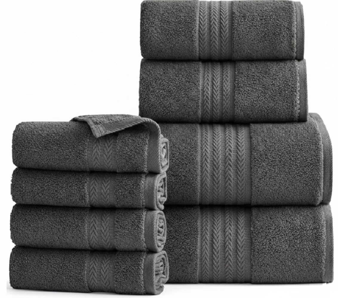Luxury 800 GSM Egyptian Cotton Bathroom Towels - Heavyweight & Super Soft Hotel Quality Face Cloths, Hand Towels, Bath Towels, Jumbo Bath Sheets and Towel Sets (Charcoal Grey, 6-Piece Towel Set)