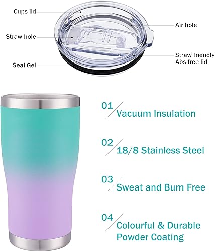 Miniatura 2 de Misty Hawk Vaso aislado al vacío con tapa y popote, taza de viaje de acero inoxidable (20 onzas), regalos de jubilación para hombres 2022, taza de