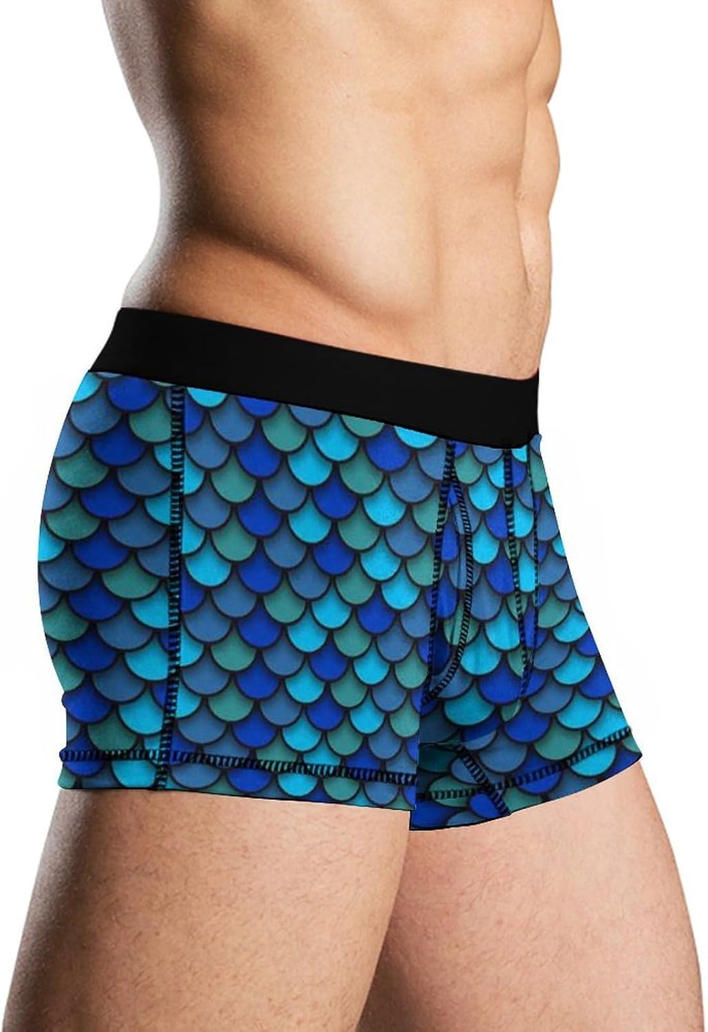 Blue Pattern Of Fish Scales Men's Boxer Briefs Novelty Underwear Trunks Short Underpants