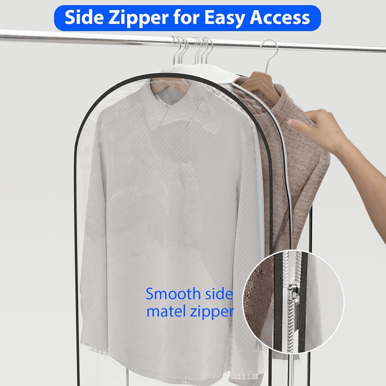 Portatrajes Funda Traje Paquete De 4 Bolsas Transparentes Para Ropa De 40 Pulgadas Para Colgar Ropa Con Bolsas De Traje Con Fuelle De 10 Pulgadas, Bolsa De Almacenamiento De Ropa Para Traje, Abrigo Y