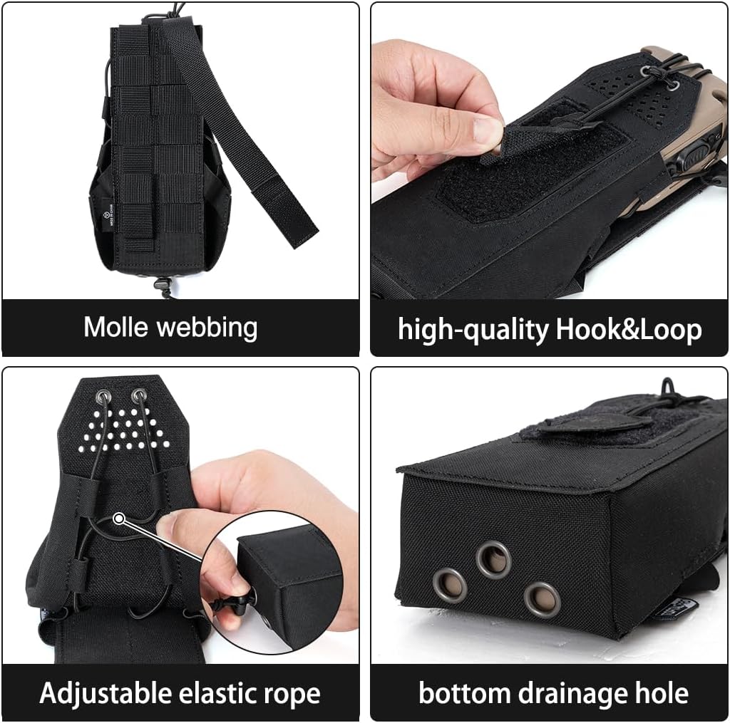 Tactical Universal Radio Holster Military Heavy Duty Holder Case For Two Way Walkie Talkie For MPU5 PRC148/152(Black)