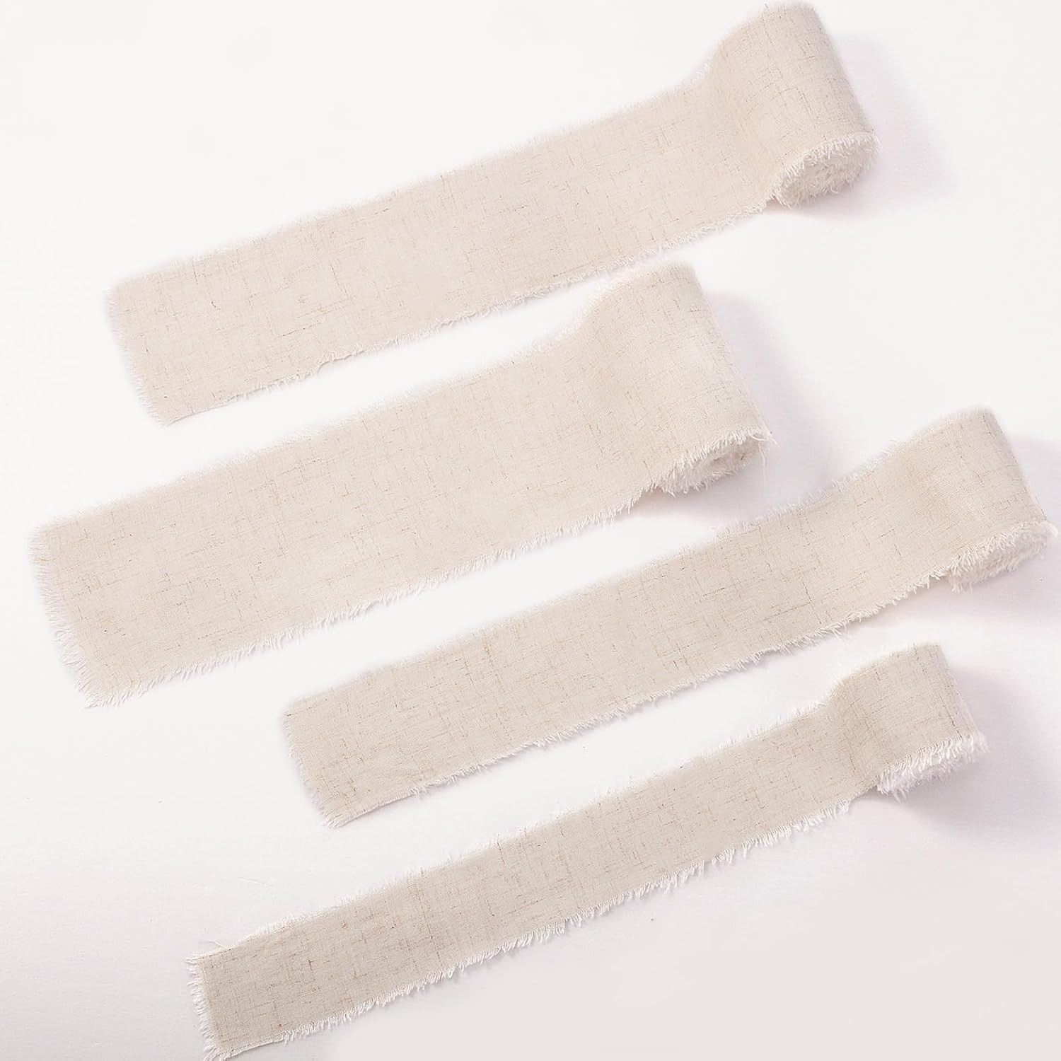 Amazon.com: Unittype 4 Rolls Linen Ribbon 4 Size Boho Vintage Rustic ...